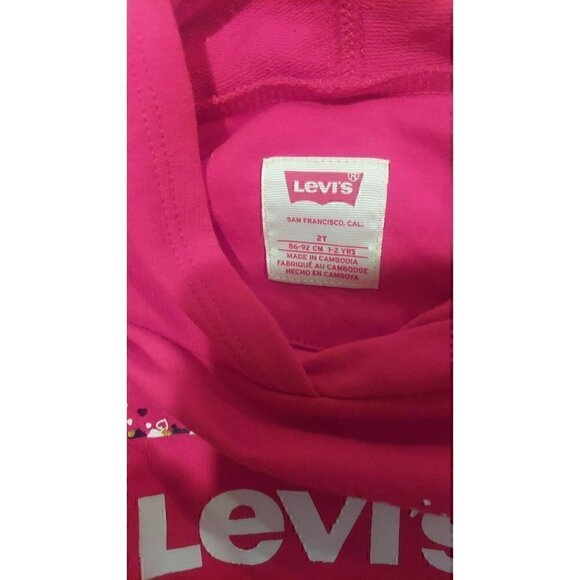 GIRLS RED LEVI'S HOODED SWEATSHIRT/NWOT SIZE 2T - Picture 3 of 3